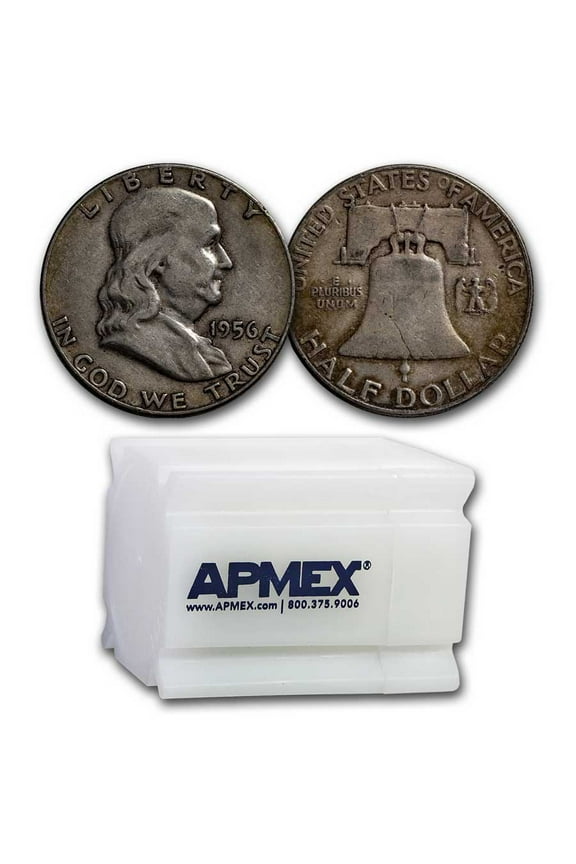 1956 Franklin Half Dollar 20-Coin Roll Avg Circ