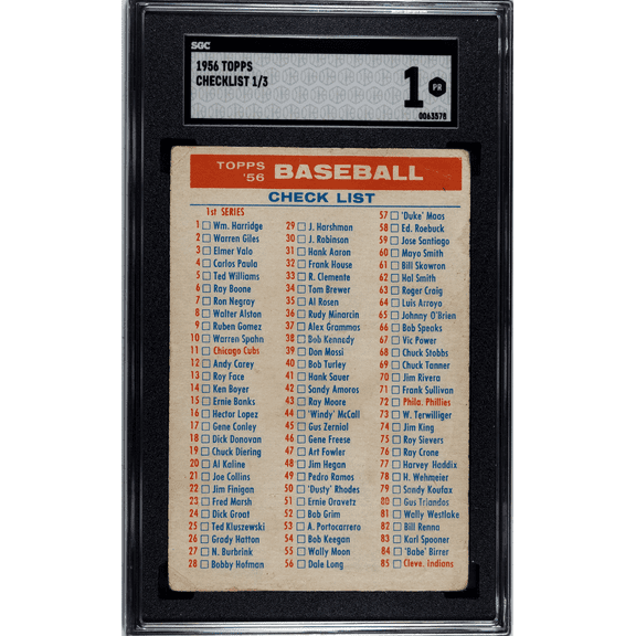 Graded 1956 Topps #3 Checklist 1 SGC 1 Baseball Card