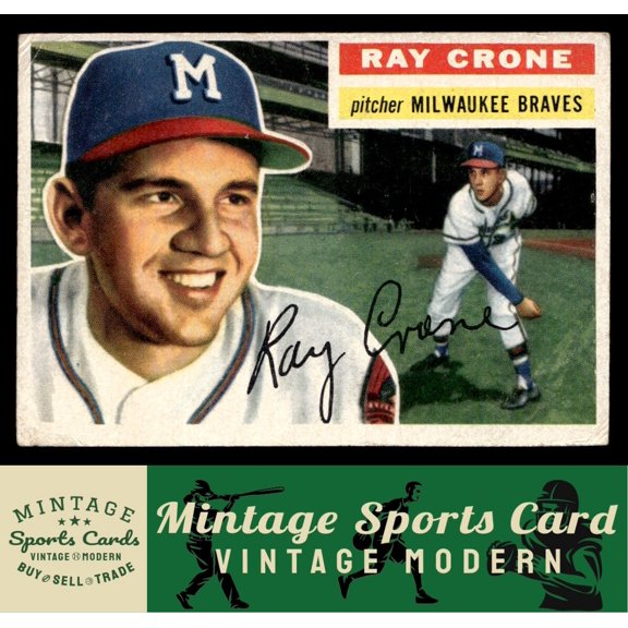 1956 Topps Ray Crone Milwaukee Braves #76 Gray Back Baseball Card