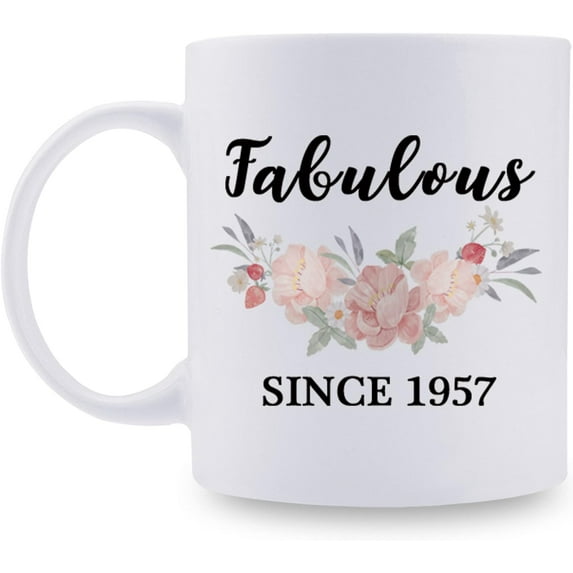 1957 Birthday Gifts for Women - Fabulous Since 1957 Birthday Mug - 1957 Birthday Gifts for Mom Grandma Sister Aunt Daughter Granddaughter Friend - 11 Oz