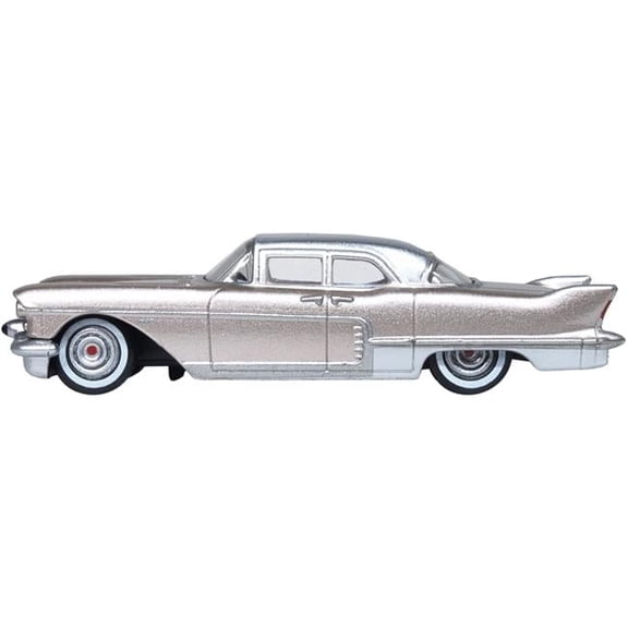 1957 Cadillac Eldorado Brougham Sandalwood Metallic 1-87 HO Scale Diecast Model Car, Beige & Silver