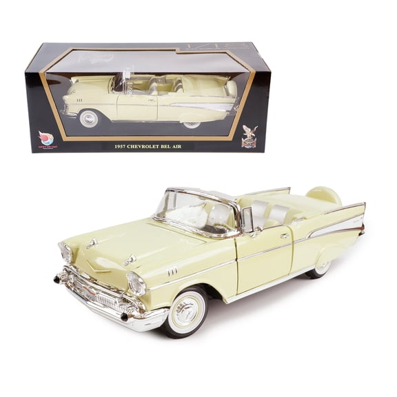 1957 Chevrolet Bel Air 1/18 Diecast Model Car by LUCKY DIE CAST - Opening Hood Doors Trunk, Detailed V8, Display Base, Collectible