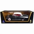 thumbnail image 1 of 1957 Chevrolet Bel Air Hardtop Black with White Top and Red Interior 1/18 Diecast Model Car by Road Signature, 1 of 3