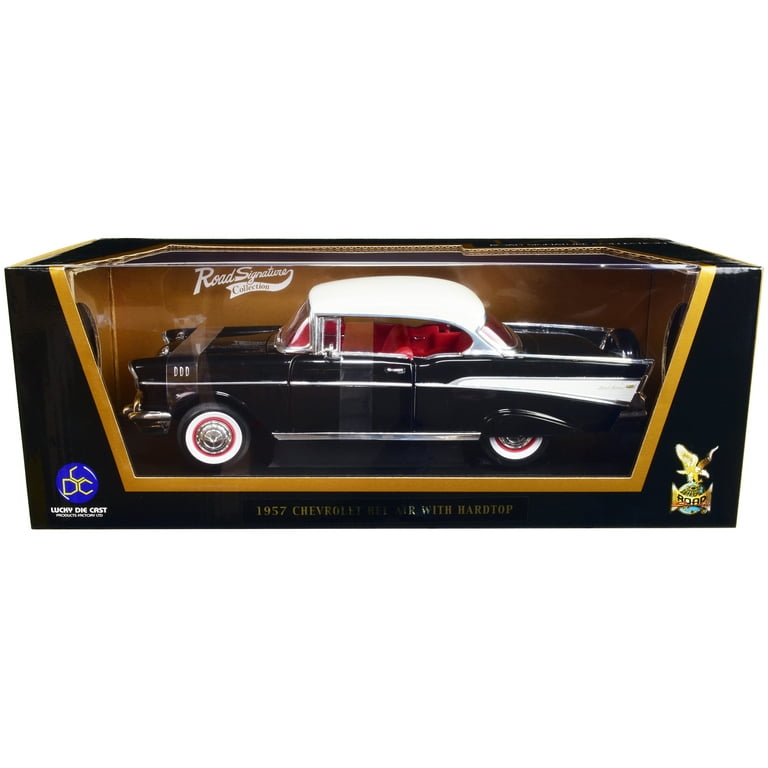 ダイキャストカー 1/18 1957 CHEVROLET BEL AIR 1957 Chevrolet Bel Air Hardtop Black with White Top and Red