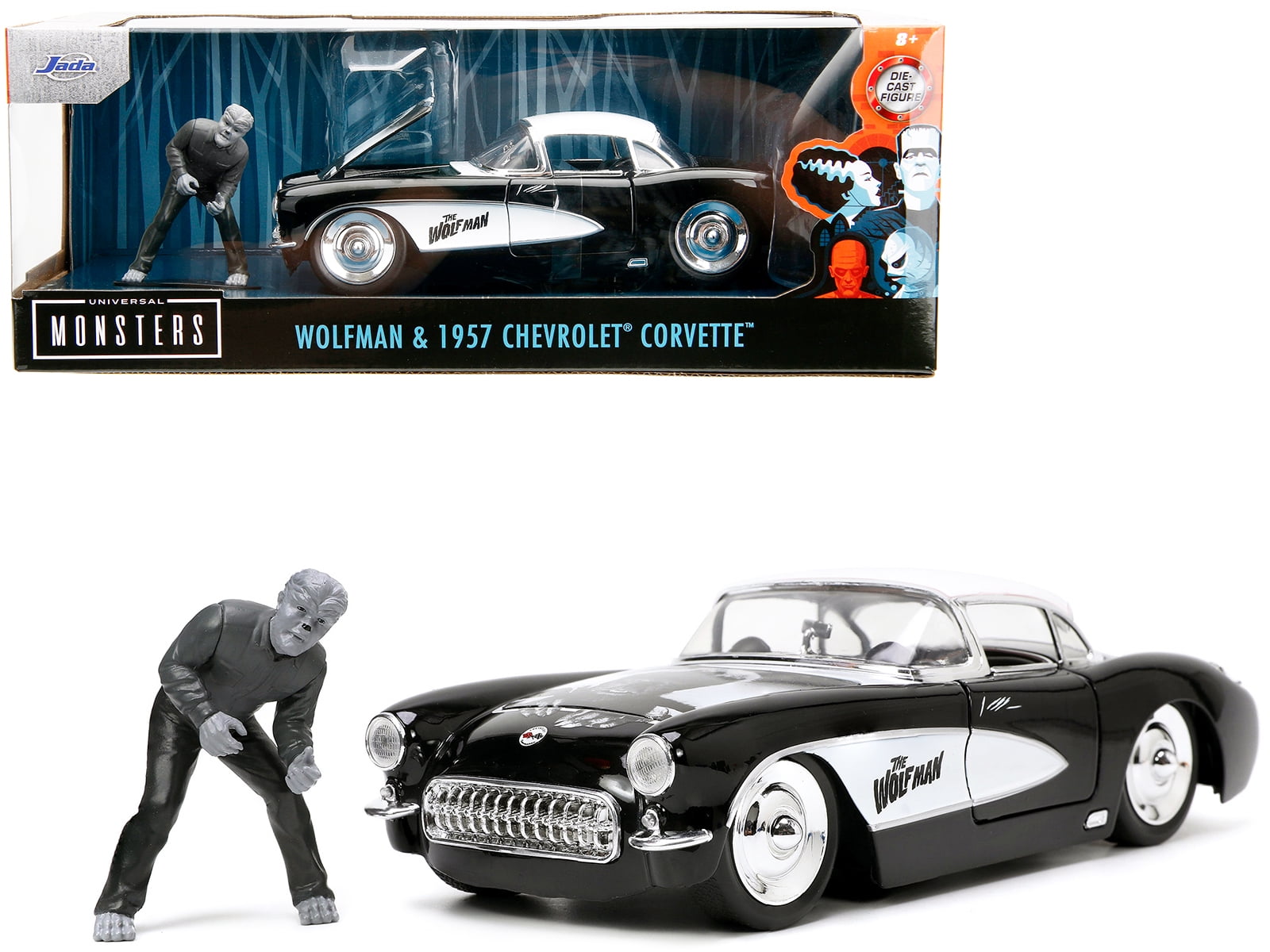 福袋 公式 Black Corvette Chevrolet 1957 w/White Wolfman and Top Jada Toys