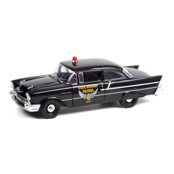 1957 Chevy 150 Sedan - Ohio Highway Patrol, Black - Greenlight HWY18028 - 1/18 scale Diecast Car