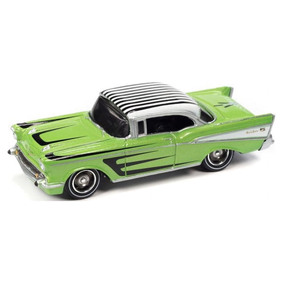 1957 Chevy Bel Air, Lime Green - Johnny Lightning JLSP230/24A - 1/64 Scale Diecast Model Toy Car