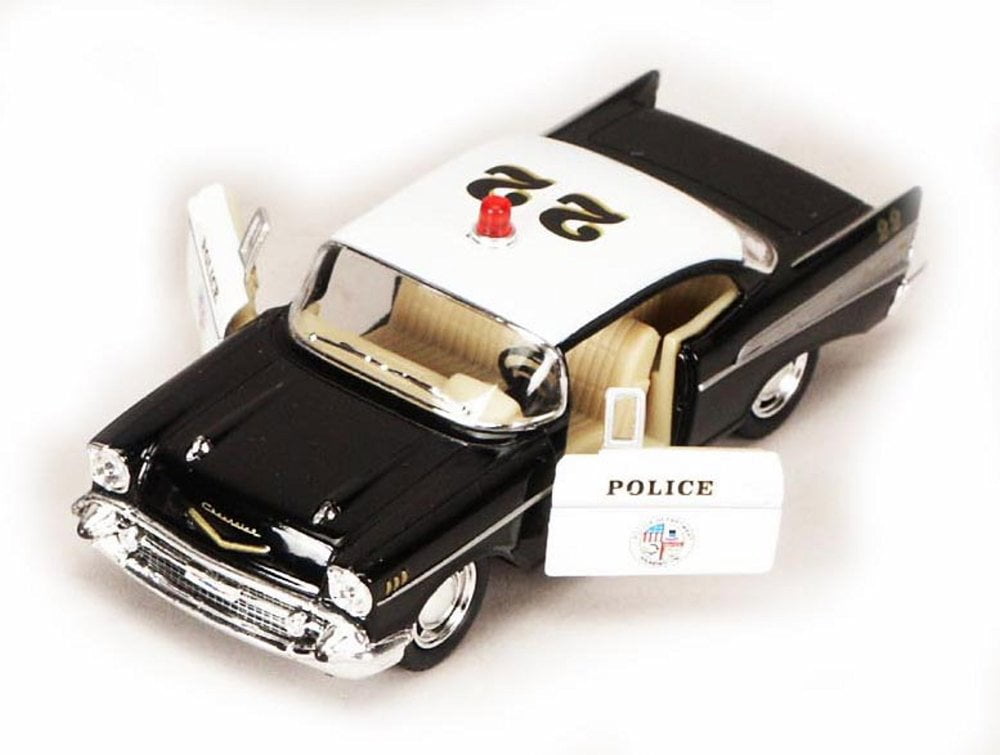 1957 Chevy Bel Air Police Car, Black - Kinsmart 5323D - 1/40 scale