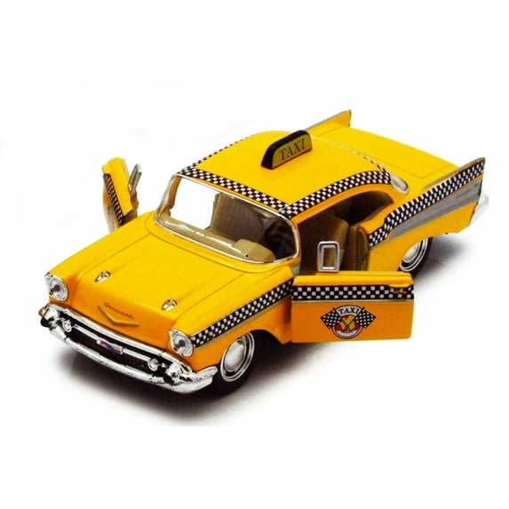 1957 Chevy Bel Air Taxi Cab, Yellow - Kinsmart 5360D - 1/40 scale (Brand New, but NOT IN BOX)