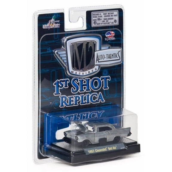 1957 Chevy Belair 1st Shot Replica, Bare Metal - Castline M2 31500/FS01 - 1/64 Scale Diecast Model Toy Car