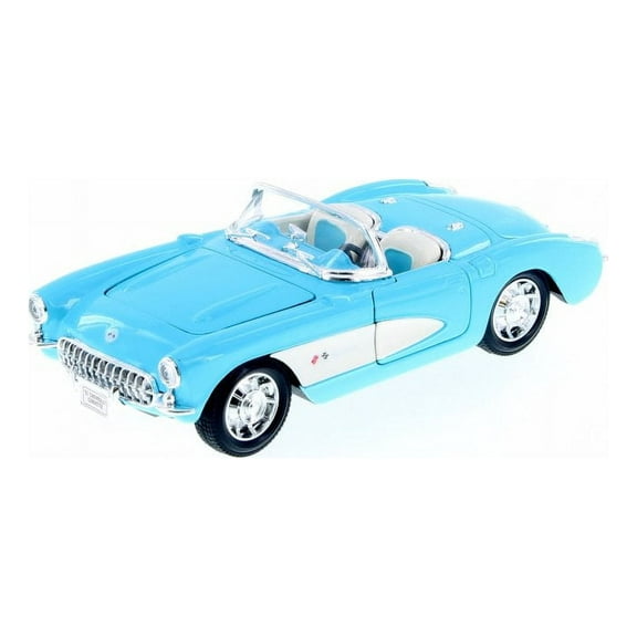 1957 Chevy Corvette Convertible, Light Blue - Welly 29393WBU - 1/24 scale Diecast Model Toy Car