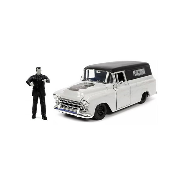 1957 Chevy Suburban w/ Frankenstein Diecast Figure, Gray - Jada Toys 32191 - 1/24 scale Diecast Car