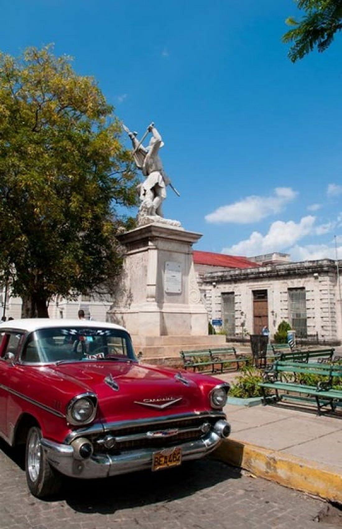 1957 Chevy car parked downtown Mantanzas Cuba Canvas Art - Bill Bachmann DanitaDelimont (22 x 34)