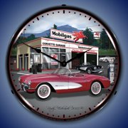 1957 Corvette and Mobilgas Lighted Clock