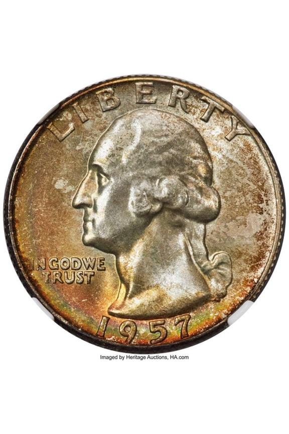 1957-D 25C Washington Quarter Coin NGC MS67  CAC + - HAT782981001