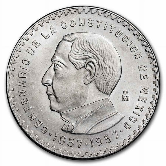 1957 Mexico Silver 5 Pesos Constitution BU (ASW .4179 oz)