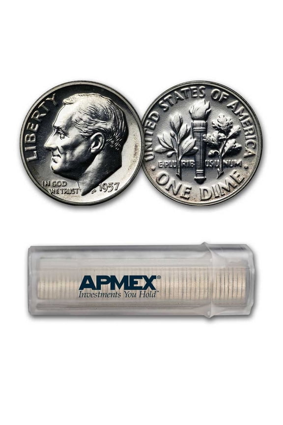 1957 Roosevelt Dime 50-Coin Roll Proof