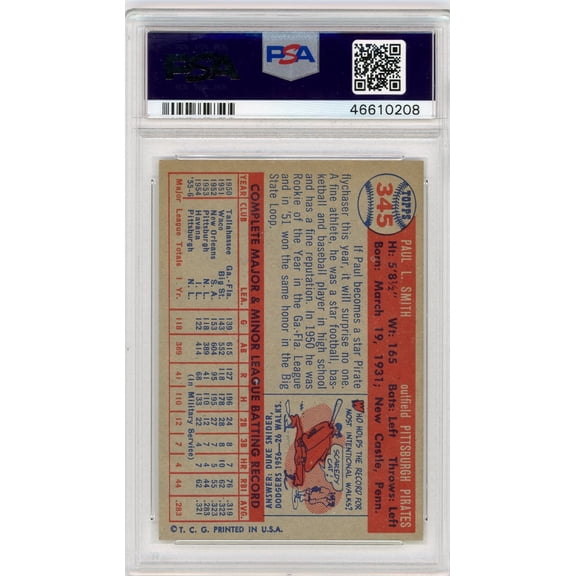 1957 Topps Paul Smith #345 PSA 8
