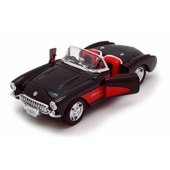 1957 chevy corvette convertible, black - welly 29393 - 1/24 scale diecast model toy car