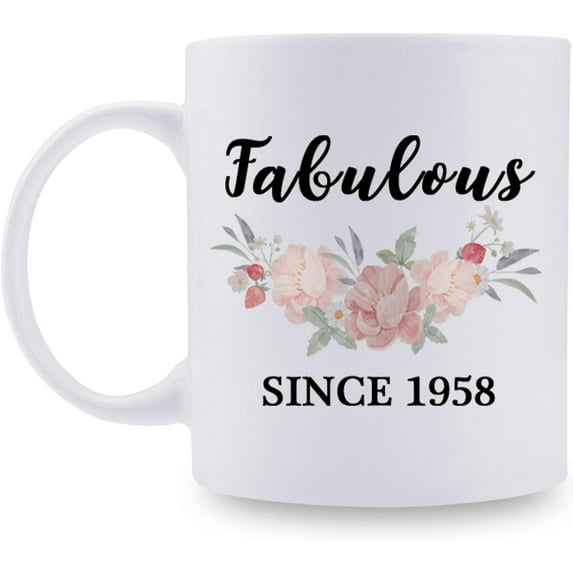 1958 Birthday Gifts for Women - Fabulous Since 1958 Birthday Mug - 1958 Birthday Gifts for Mom Grandma Sister Aunt Daughter Granddaughter Friend - 11 Oz
