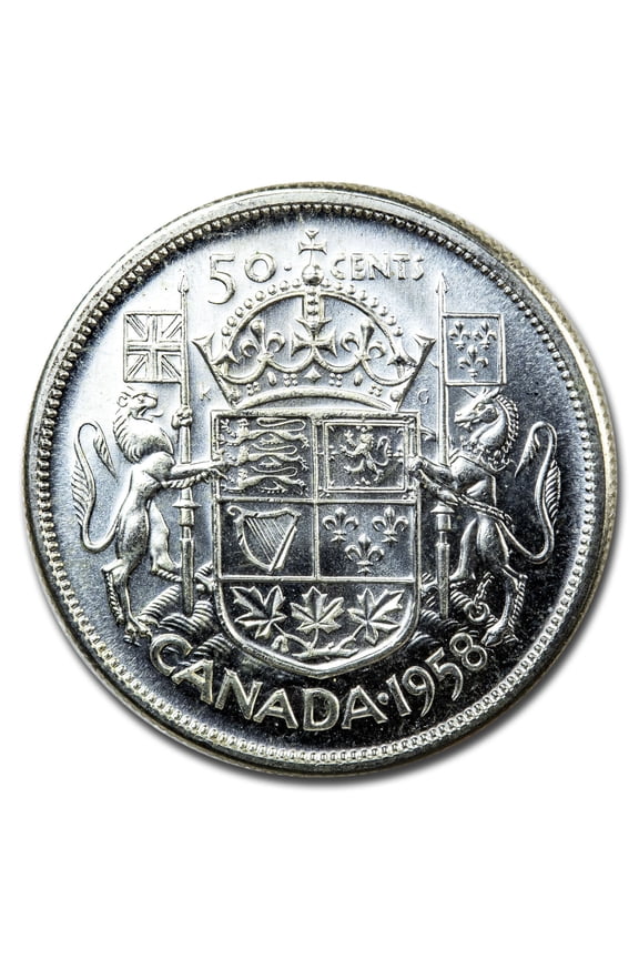 1958 Canada Silver 50 Cents Elizabeth II BU/Prooflike