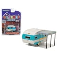 thumbnail image 1 of 1958 Catolac DeVille Travel Trailer White and Teal 1/64 Diecast Model by Greenlight, 1 of 1