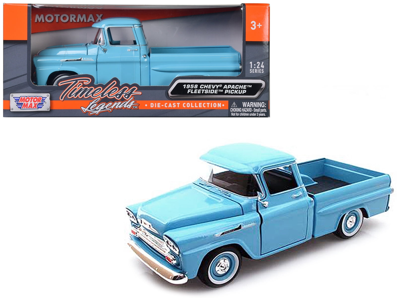 No197 ミニカー1/24 CHEVROLET APACHE PICKUP 1958 Chevrolet Apache Fleetside Pickup Truck Light Blue 1/24