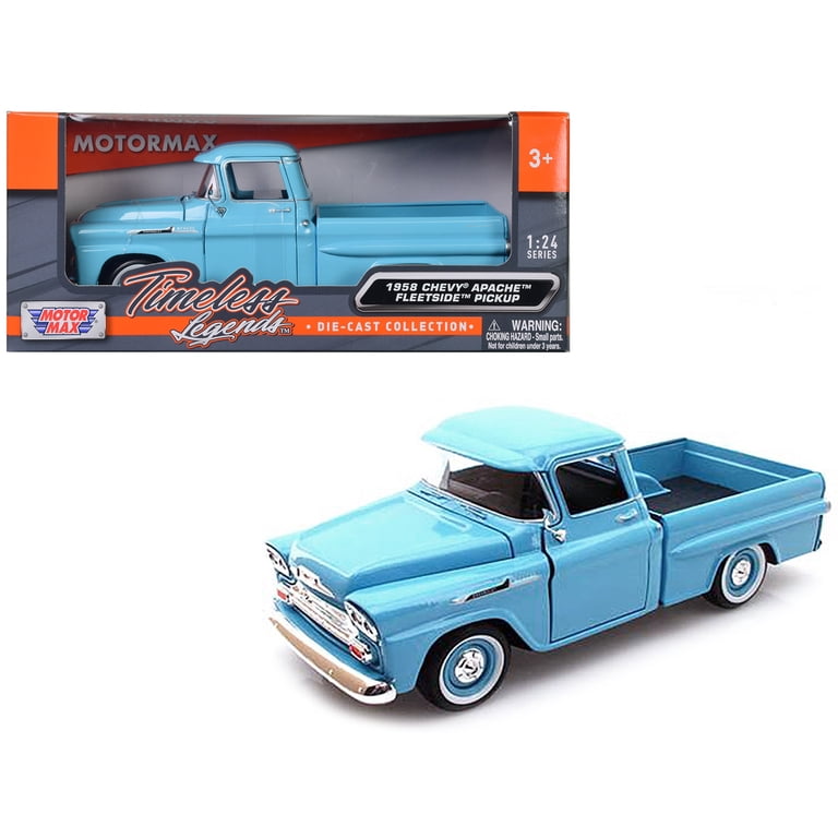 1958 Chevrolet Apache Fleetside Pickup Truck Light Blue 1/24