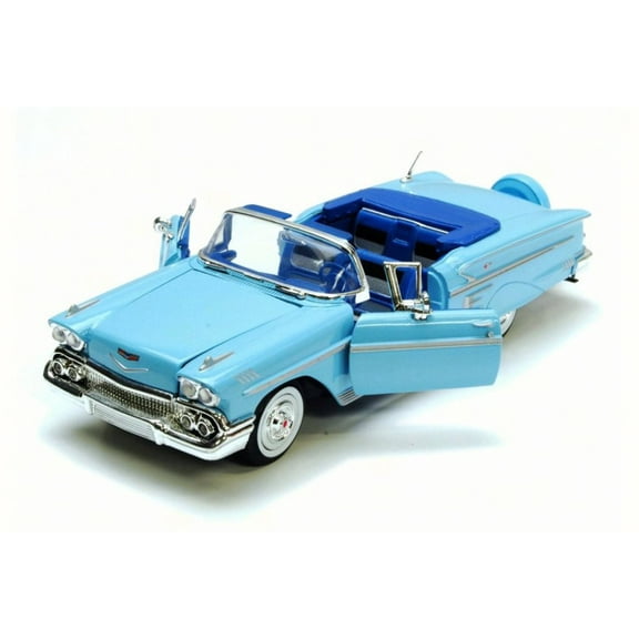 1958 Chevrolet Impala Convertible, Blue - Motor Max 73267L - 1/24 Scale Diecast Model Toy Car (Brand New but NO BOX)