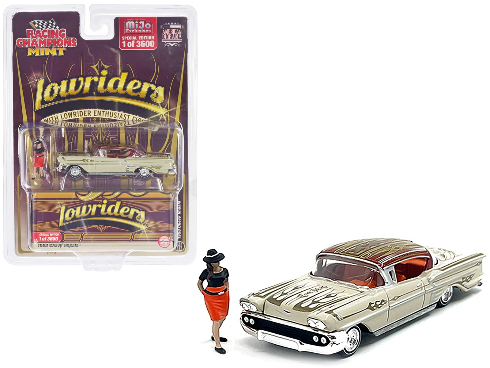 1958 Chevrolet Impala Lowrider Beige w/Graphics & Orange 1958 Chevrolet Impala Lowrider Beige w/Graphics & Orange