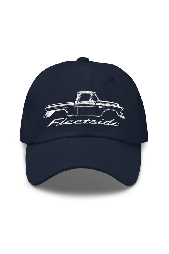 1958 Chevy Apache Fleetside Dad hat for Antique Pickup Truck Owners Cap (Navy)