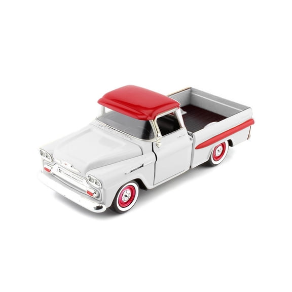 1958 Chevy Apache Fleetside Pickup Truck, White/Red - Showcasts 71311WT - 1/24 Scale Diecast Model Car