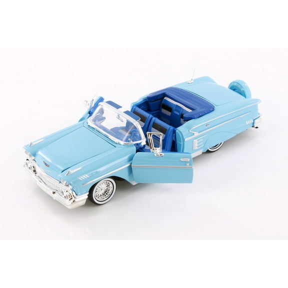 1958 Chevy Impala Convertible, Light Blue - Showcasts 77267D - 1/24 Scale Diecast Model Car