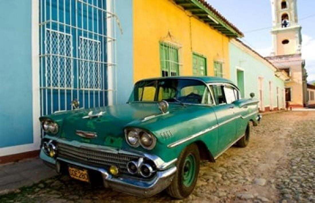 1958 Classic Chevy Car Trinidad Cuba Canvas Art - Bill Bachmann DanitaDelimont (17 x 11)