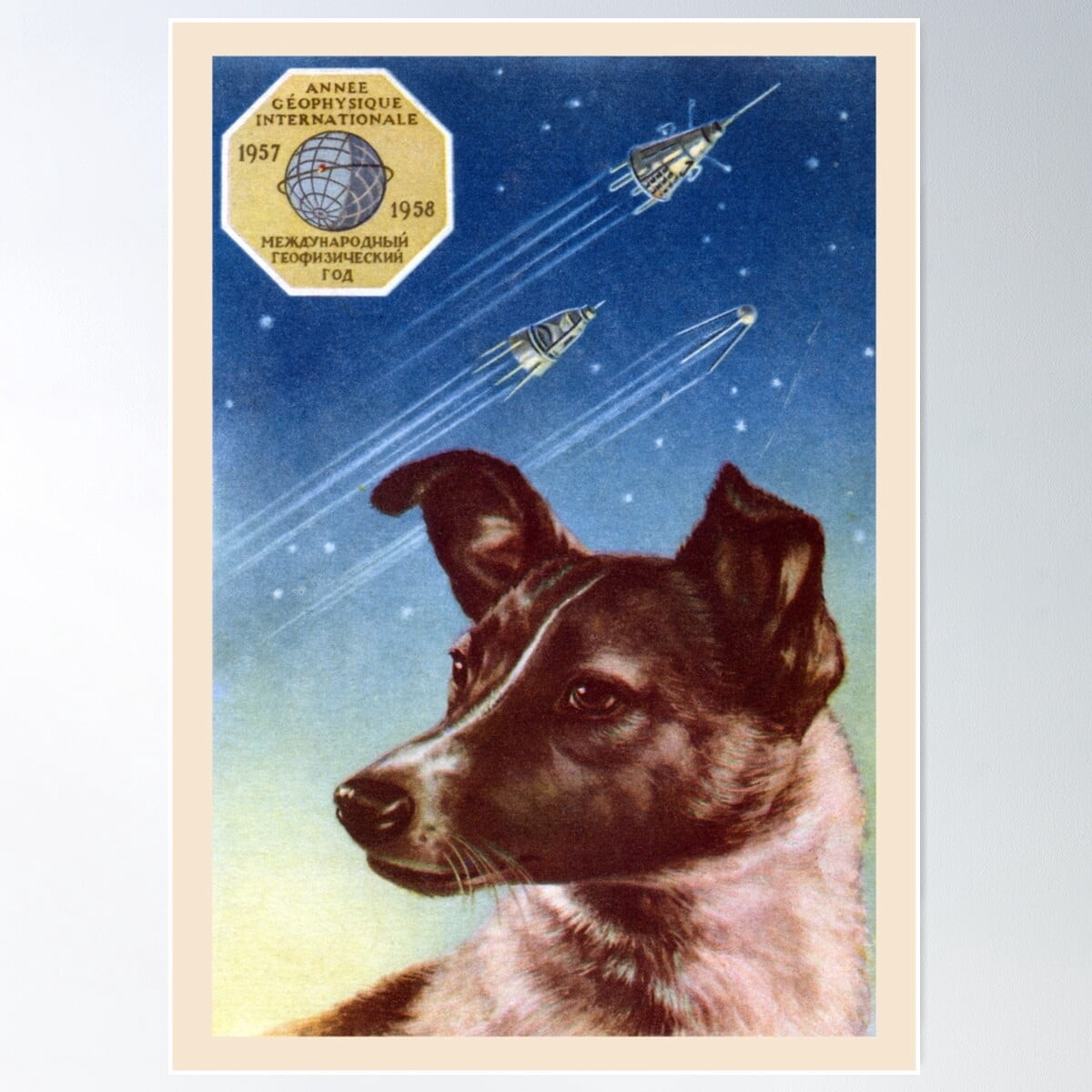 1958 Laika, First Dog In Space Poster Wall Art, Modern Wall Decor For ...