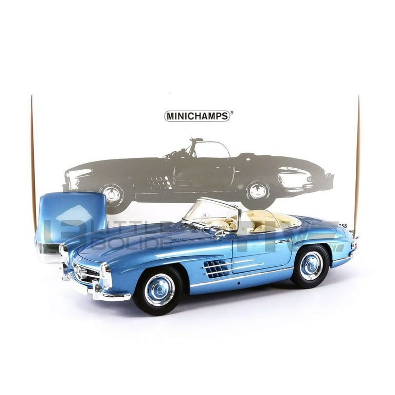 1958 Mercedes-Benz 300 SL Roadster (W198) Blue Metallic 1/18 Diecast Model  Car by Minichamps