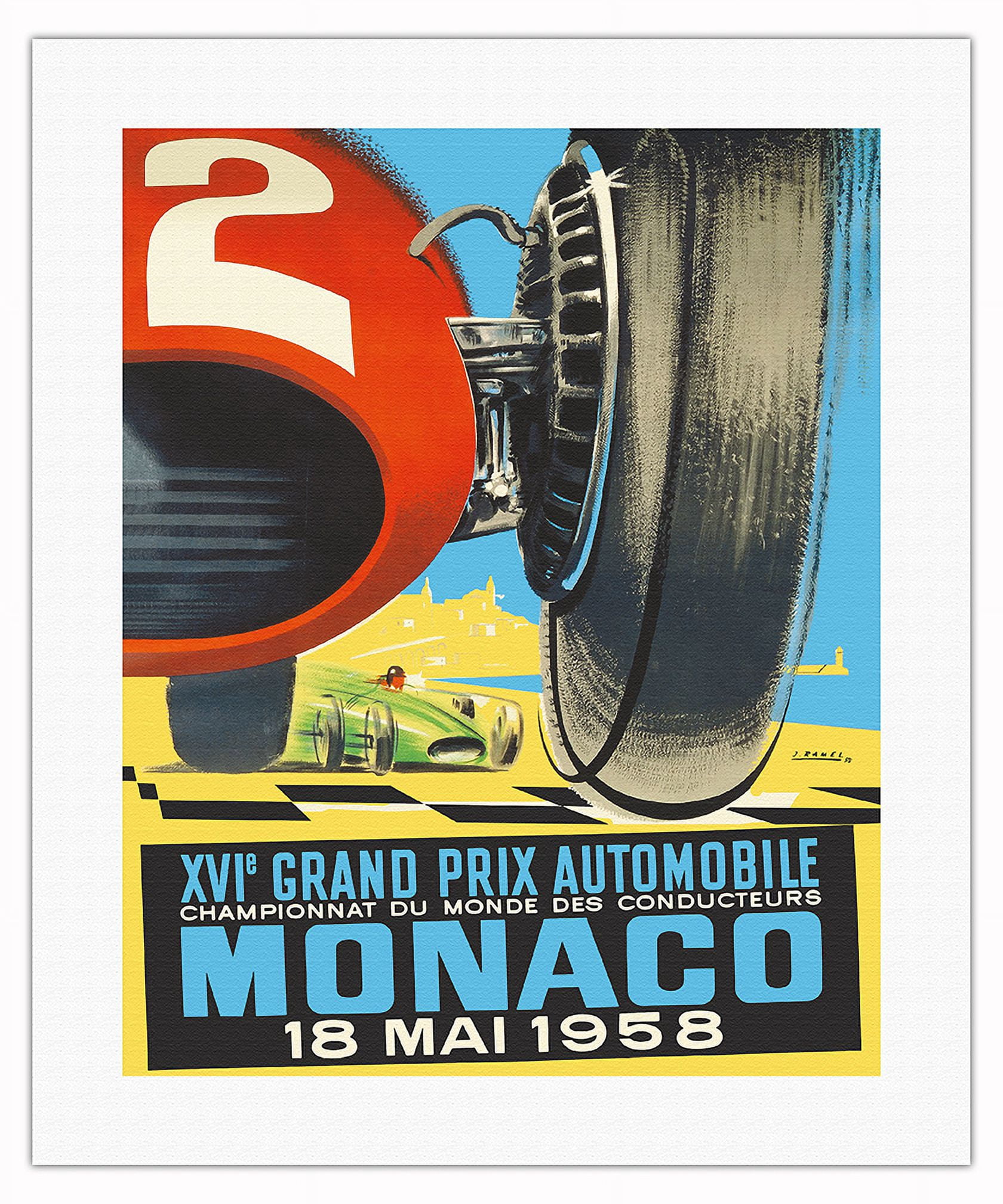 1958 Monaco Grand Prix - Vintage Car Racing Poster by Jacques Ramel ...