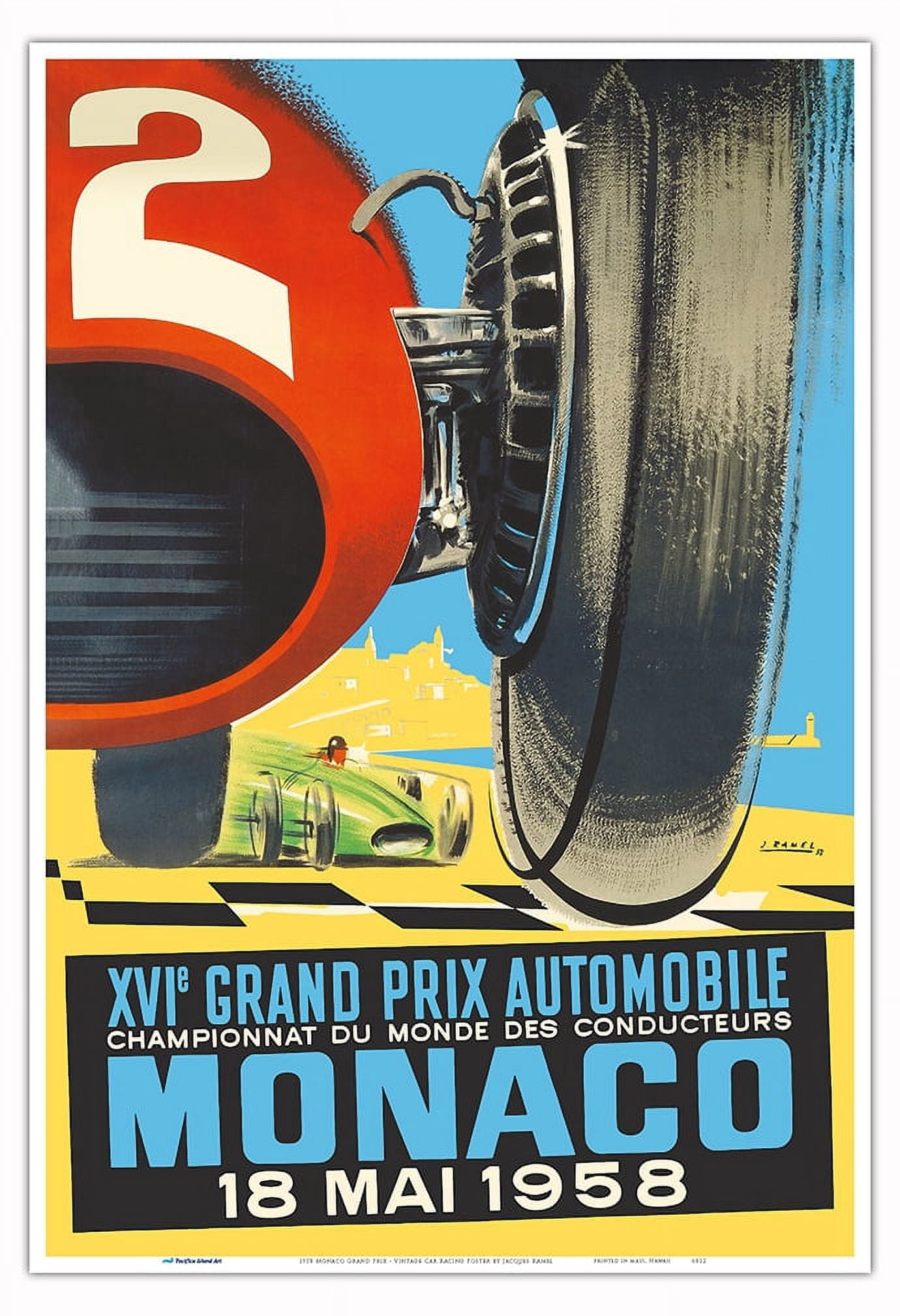 1958 Monaco Grand Prix - Vintage Car Racing Poster by Jacques Ramel ...