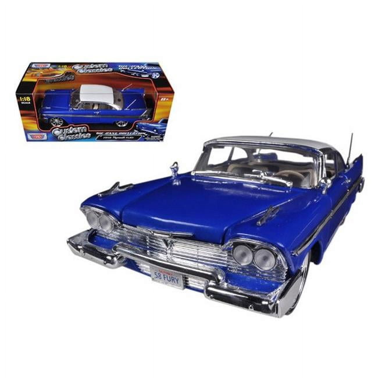 1958 Plymouth Fury Blue Custom 1/18 Diecast Car Model by Motormax