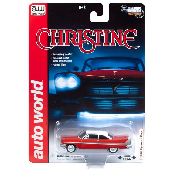1958 Plymouth Fury Red with White Top "Christine" (1983) Movie 1/64 Diecast Model Car by Auto World