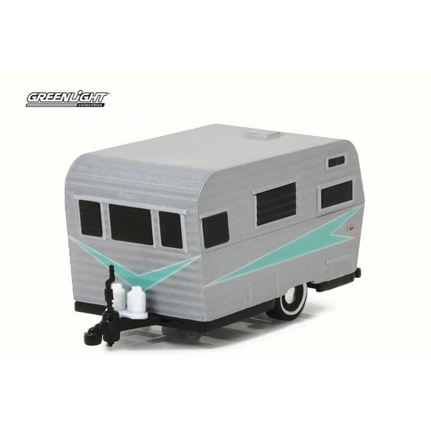 Siesta Auto Model 1958 Siesta Travel Trailer, Silver - Greenlight 34020A - 1/64 Scale ...