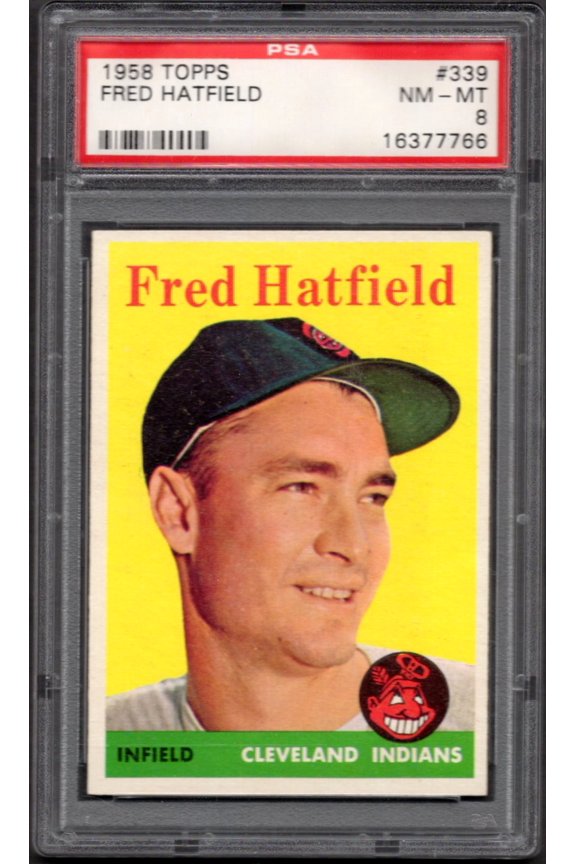 Graded 1958 Topps Fred Hatfield #339 Cleveland Indians PSA 8 Baseball Trading Card