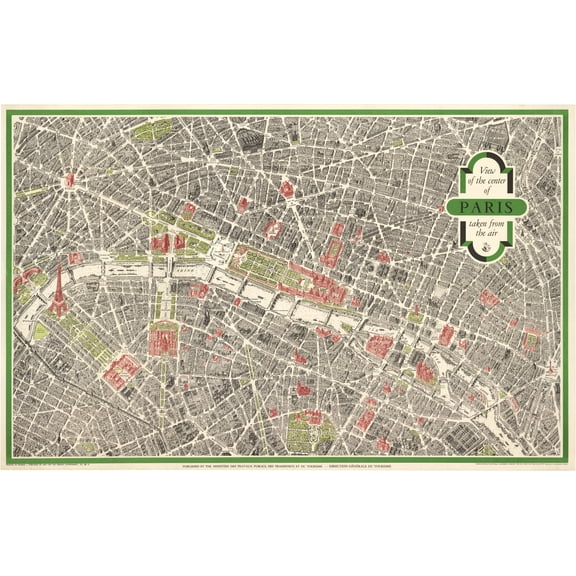 1958 View of the Center of Paris taken from the air