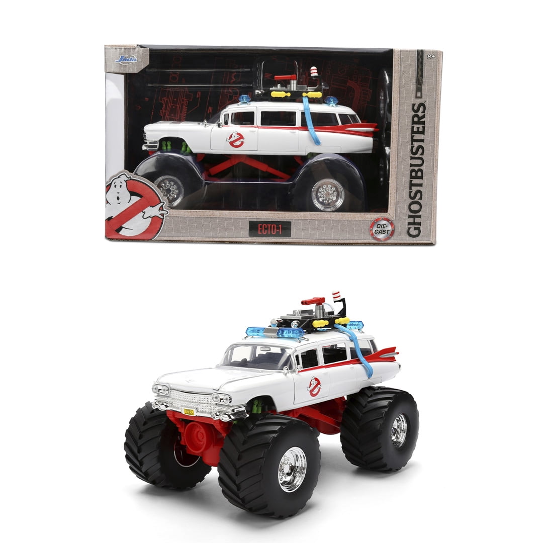 Ghostbusters Ecto-1 Monster Truck by Jada Toys - Hollywood Rides Die-cast Vehicle, Opening Doors, 1:24 Scale, Ages 8+
