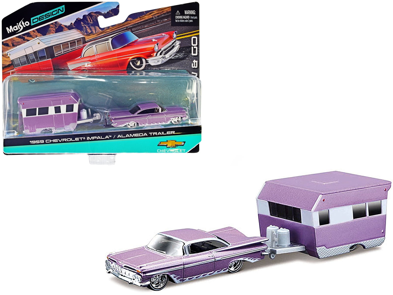 1959 Chevrolet Impala ミニカー 1959 Chevrolet Impala Purple Metallic w/White Graphics and