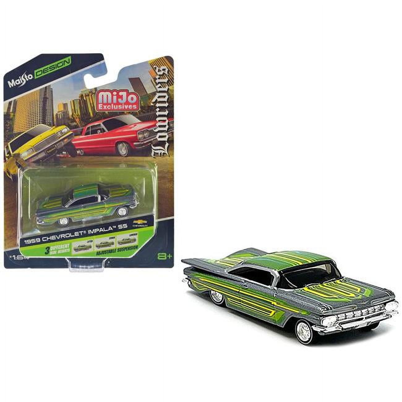 Low Rider Silver 1959 Chevrolet Impala SS Lowrider Silver Metallic with Green Graphics ...