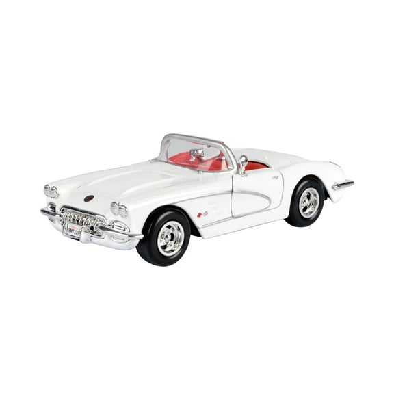 1959 Chevy Corvette Convertible, White w/Red Interior - Showcasts 77216WR - 1/24 Scale Diecast Model Car
