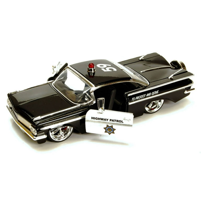 1959 Chevy Impala Highway Patrol Car, Black - Jada Toys Heat 96396 - 1/24  scale Diecast Model Toy Car (Brand New, but NOT IN BOX)