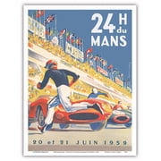 1959 Grand Prix - 24 hours of Le Mans France - Endurance Racing - Vintage Car Racing Poster by Michel B lignod c. 1959 - Master Art Print Unframed 9in x 12in