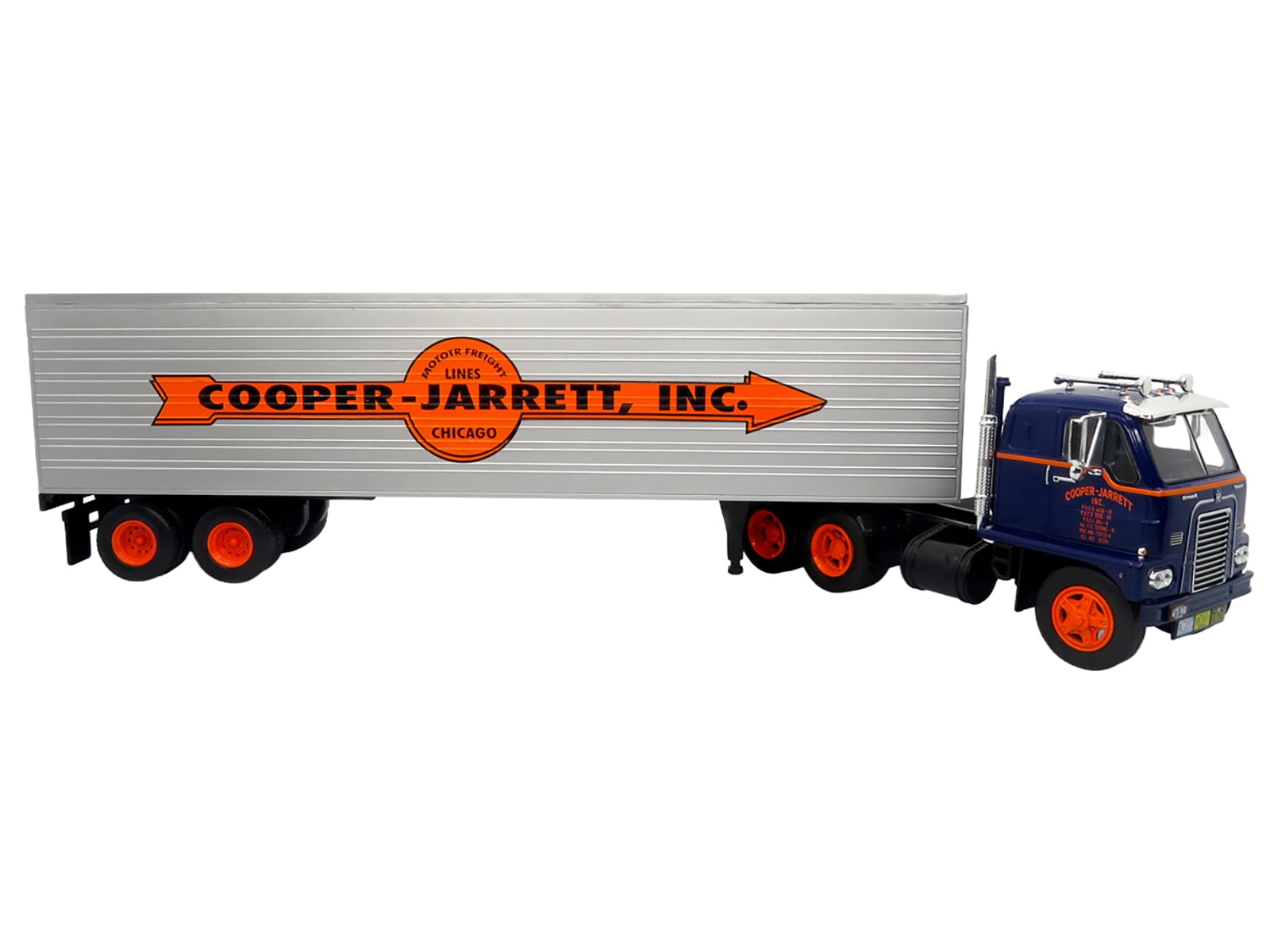 1959 International DCOF-405 Truck with Box Trailer Dark Blue with